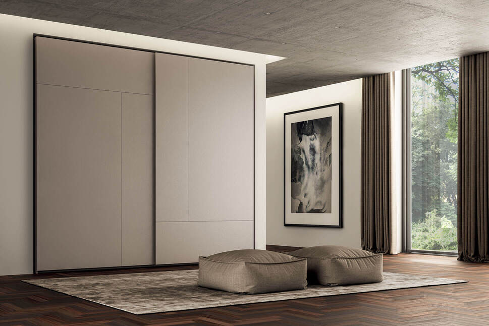 /Черный встроенный шкаф-купе №233 с декоративными вставками